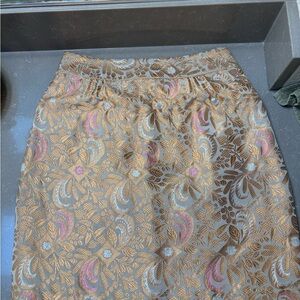 Elevenses Gold and Pink Floral Pencil Skirt